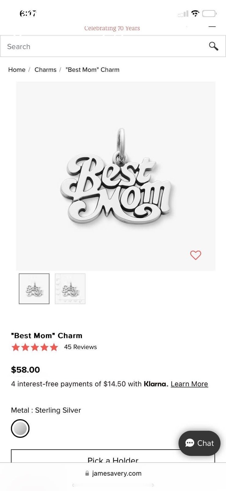 James Avery Best Mom charm