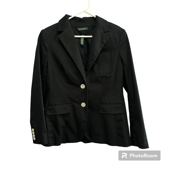 LIKE NEW! LAUREN RALPH LAUREN Black Monogram Embroidered Office Academia Size 10