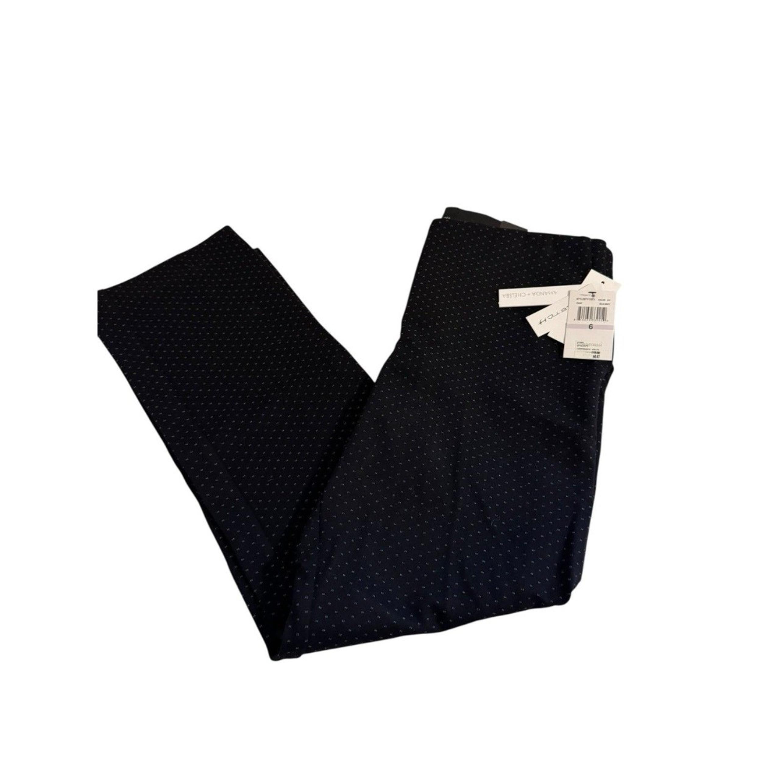 NWT Amanda + Chelsea White and Black Doted Print Ankle Pants Size 6