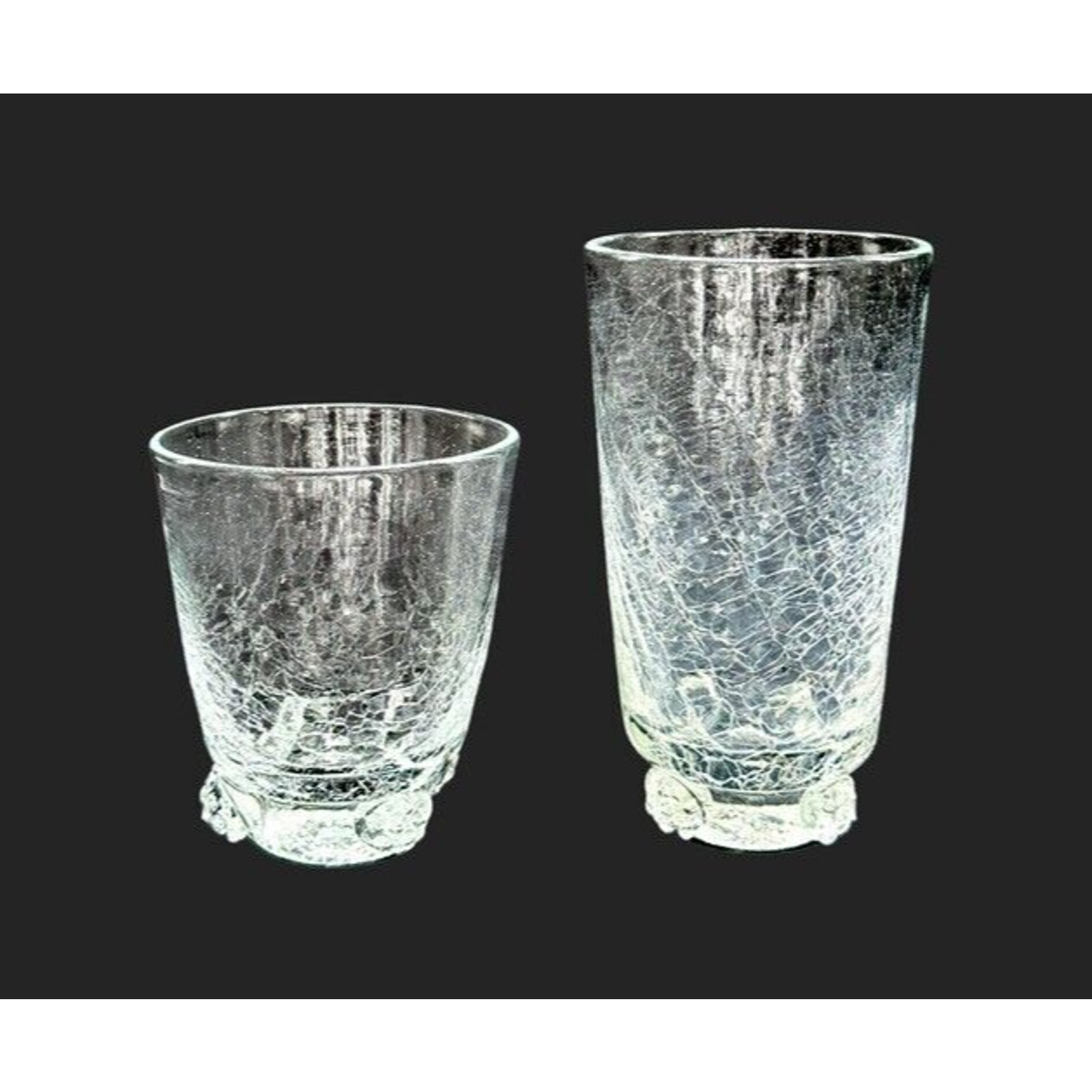 1940s Blenko C445HB Clear Rosette High Ball & Old Fashion Tumbler- Set of 2