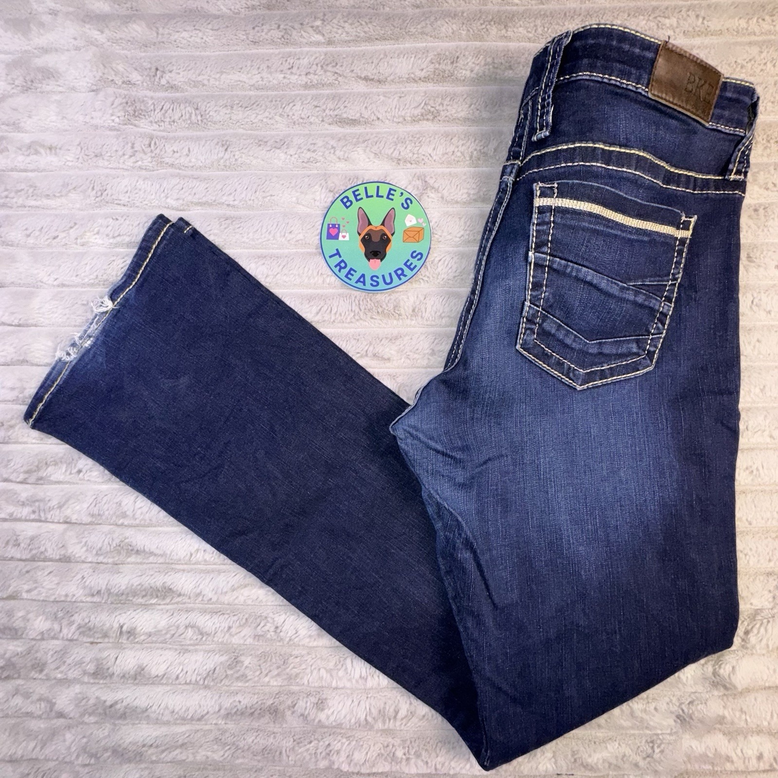 BKE Payton Jeans Women's 31L Denim 32x33 Dark Wash Mid Rise Flare Stretch