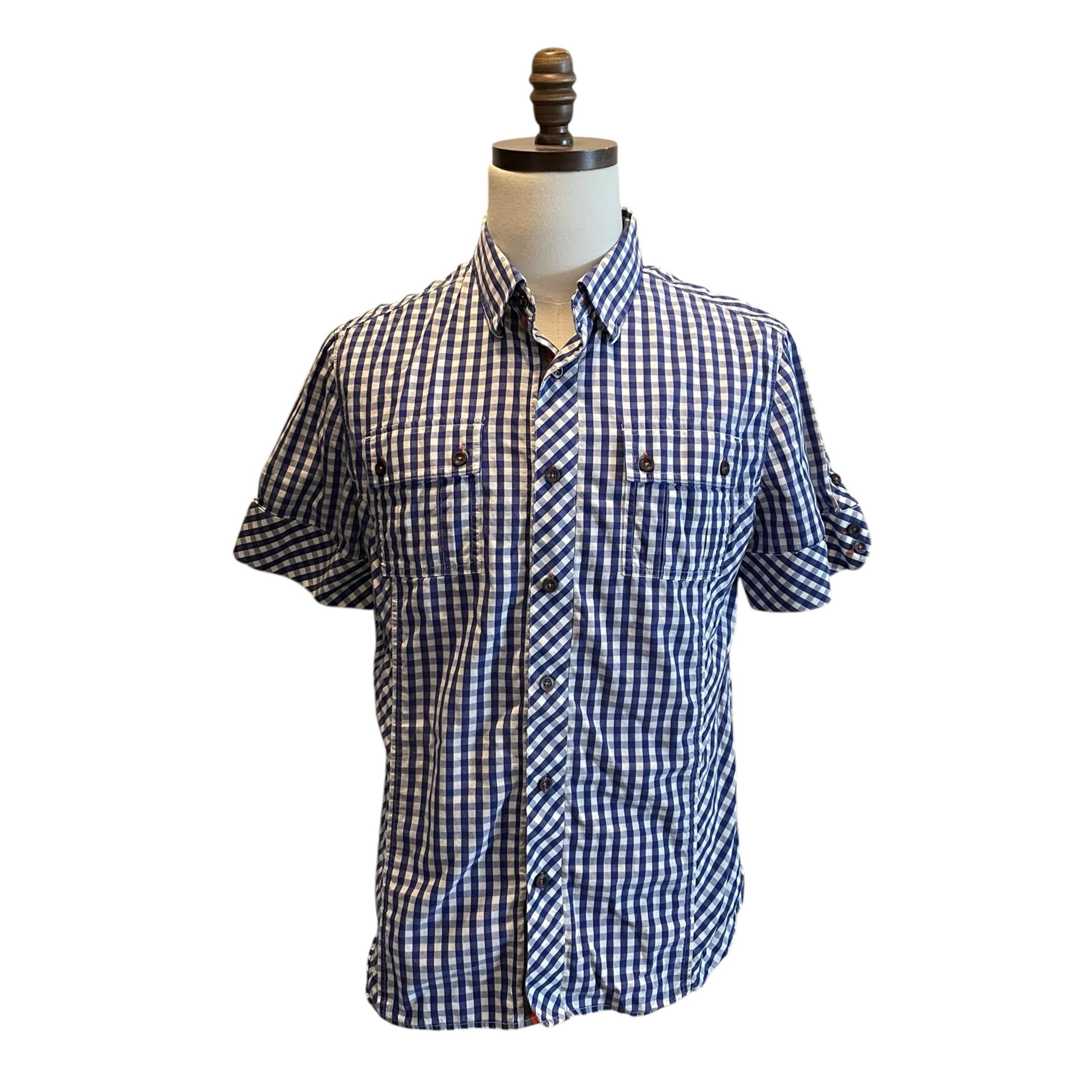 Cavi mens plaid Shirt button down Blue Size Large casual vacation Beach Nautical