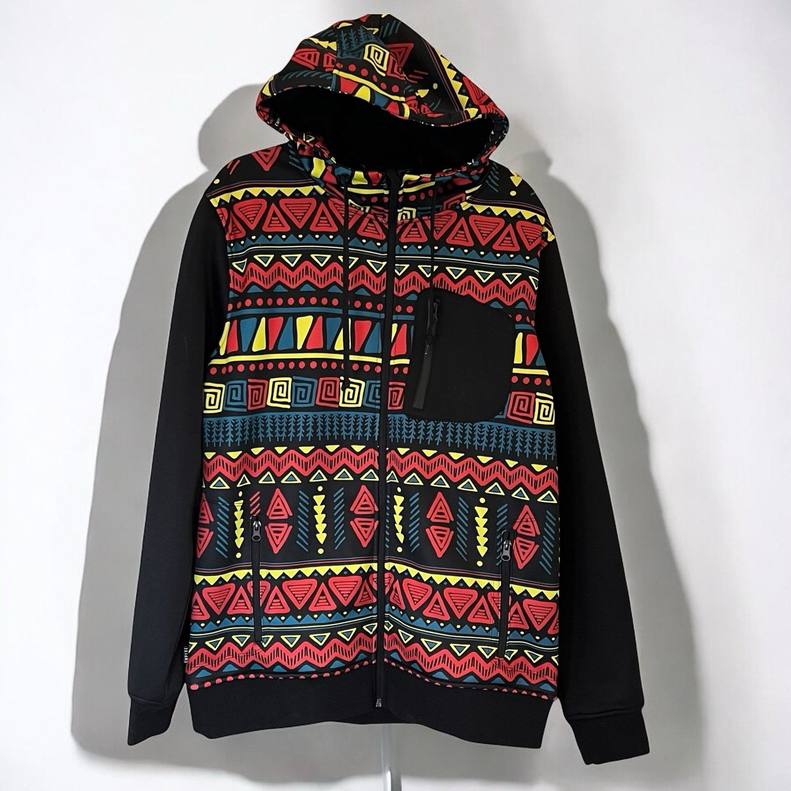 Vintage Y2K Empyre Aztec Multicolor Full Zip Up Hoodie Skate Sweatshirt Grunge L