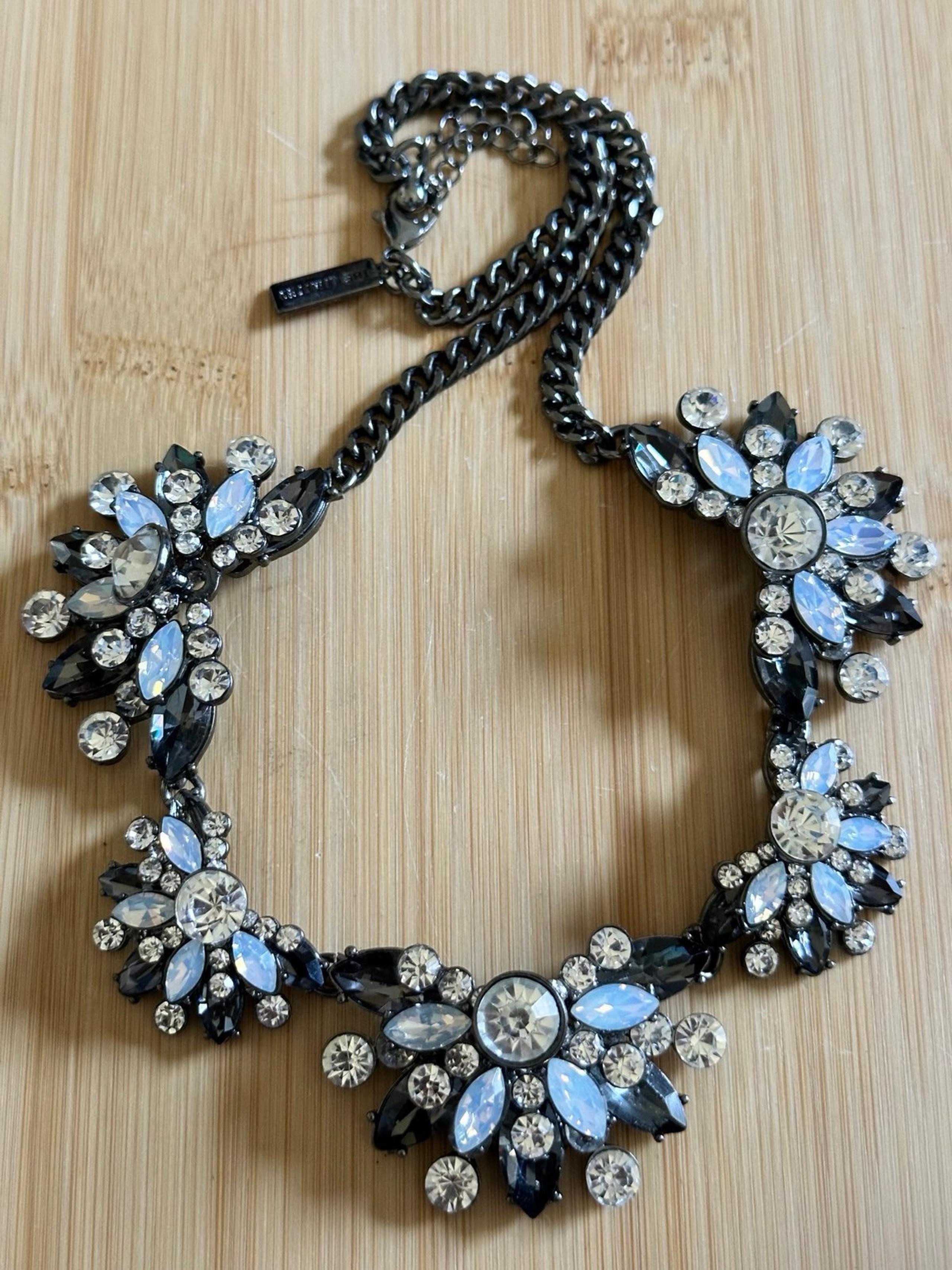 The Limited Signed Rhinestone Necklace GORGEOUS Vintage Black White