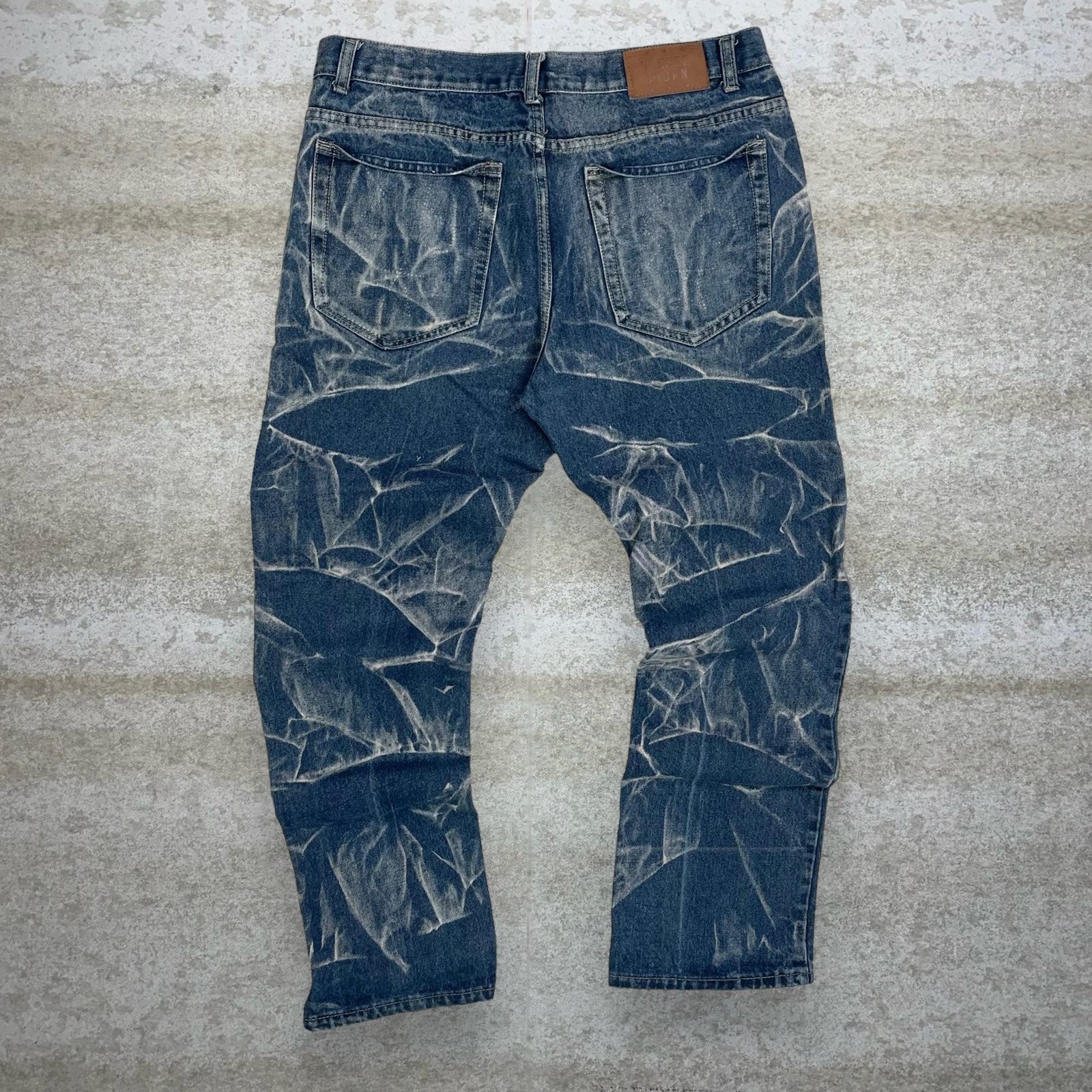 Vintage Skater Jeans Sacred Crown Dark Wash Relaxed Fit Denim Rap Style Art Y2K