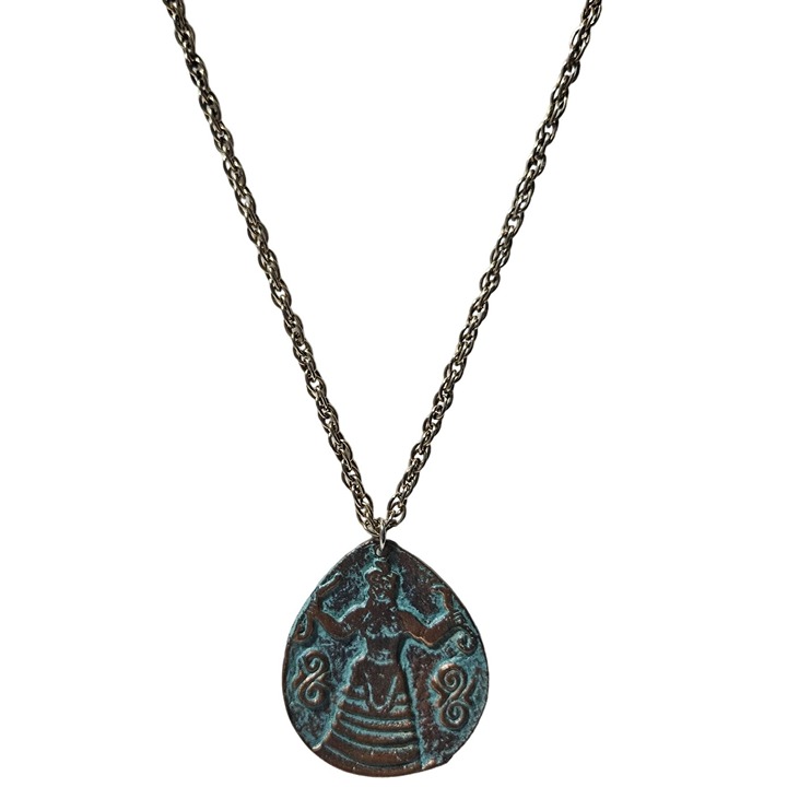 Vintage Bronze Turquoise Mythical Pendant Necklace Astrological Fashion Jewelry