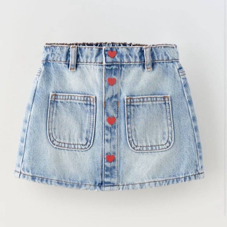 Zara Denim Skirt with hearts