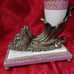 Pink Porcelain & Bronze Cornucopia Horn W/ Gilt Head