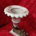 Pink Porcelain & Bronze Cornucopia Horn W/ Gilt Head
