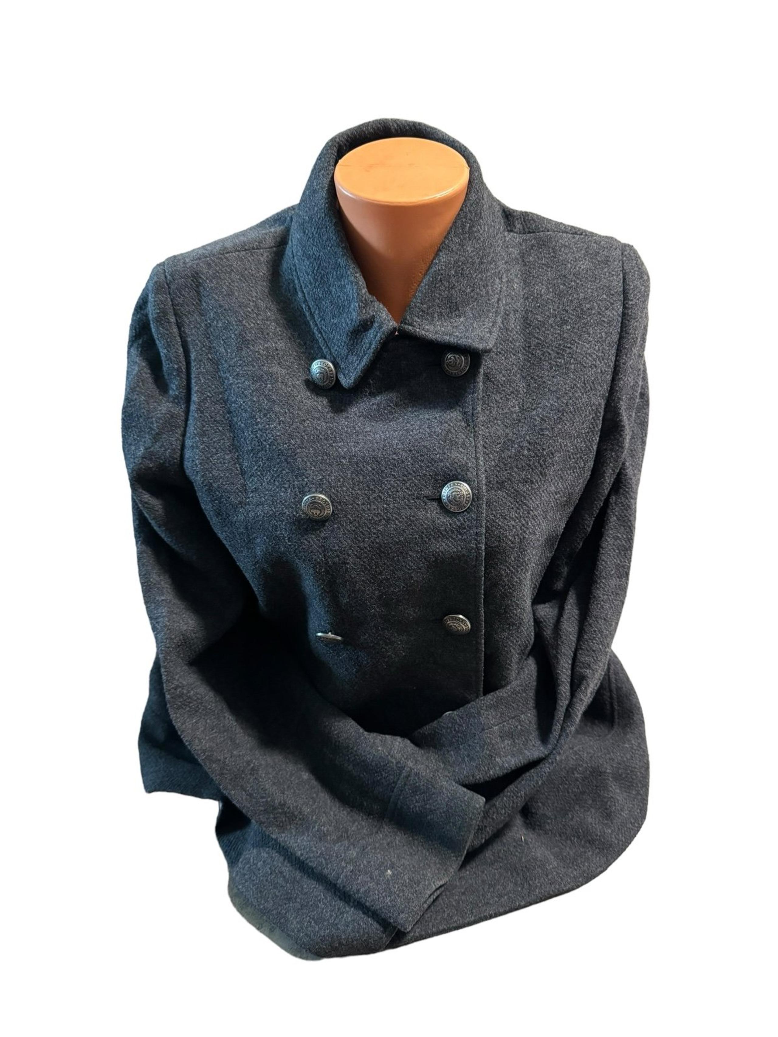 Brooks Brothers 346 Double Breasted Pea Coat Womens Size 10Gray Wool Button Down