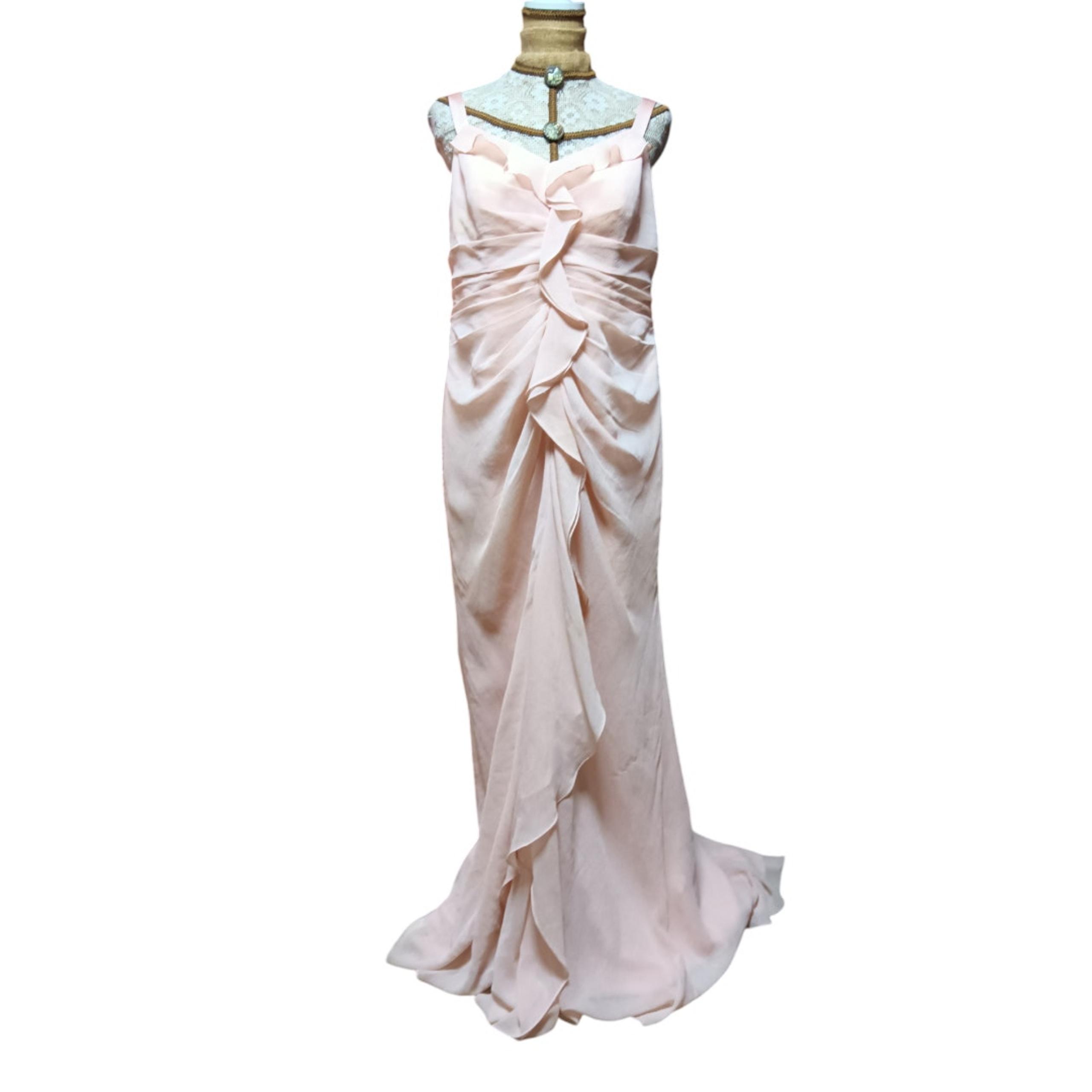 WHITE by Vera Wang light pink sweatheart ruffle bridesmaid dress S. 16