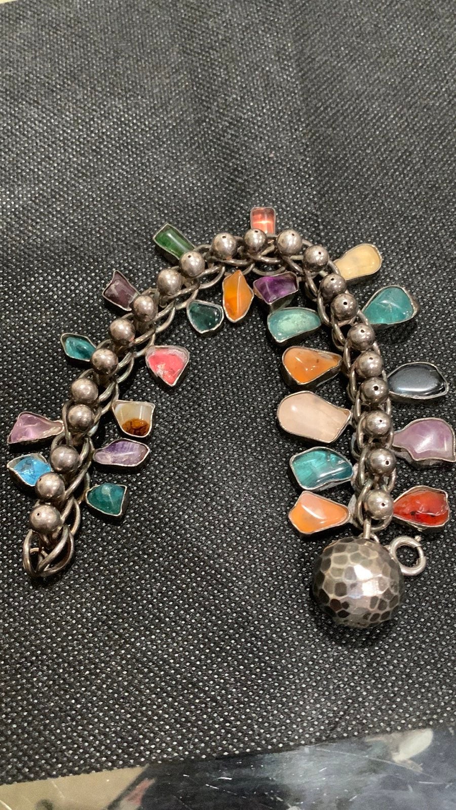 Vintage sterling silver and stone bracelet