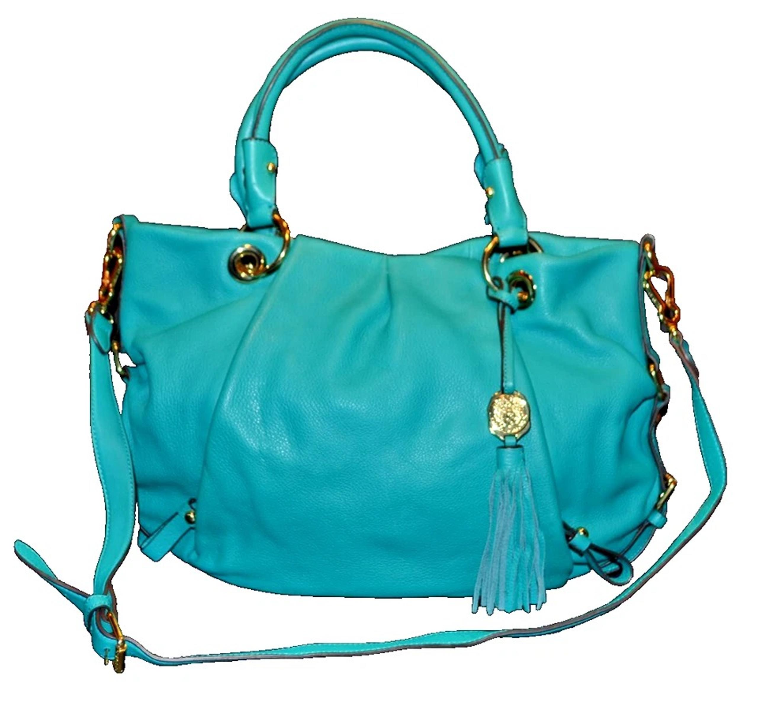 Vince Camuto Handbag Purse Teal Double Handle w/Shoulder Strap Leather
