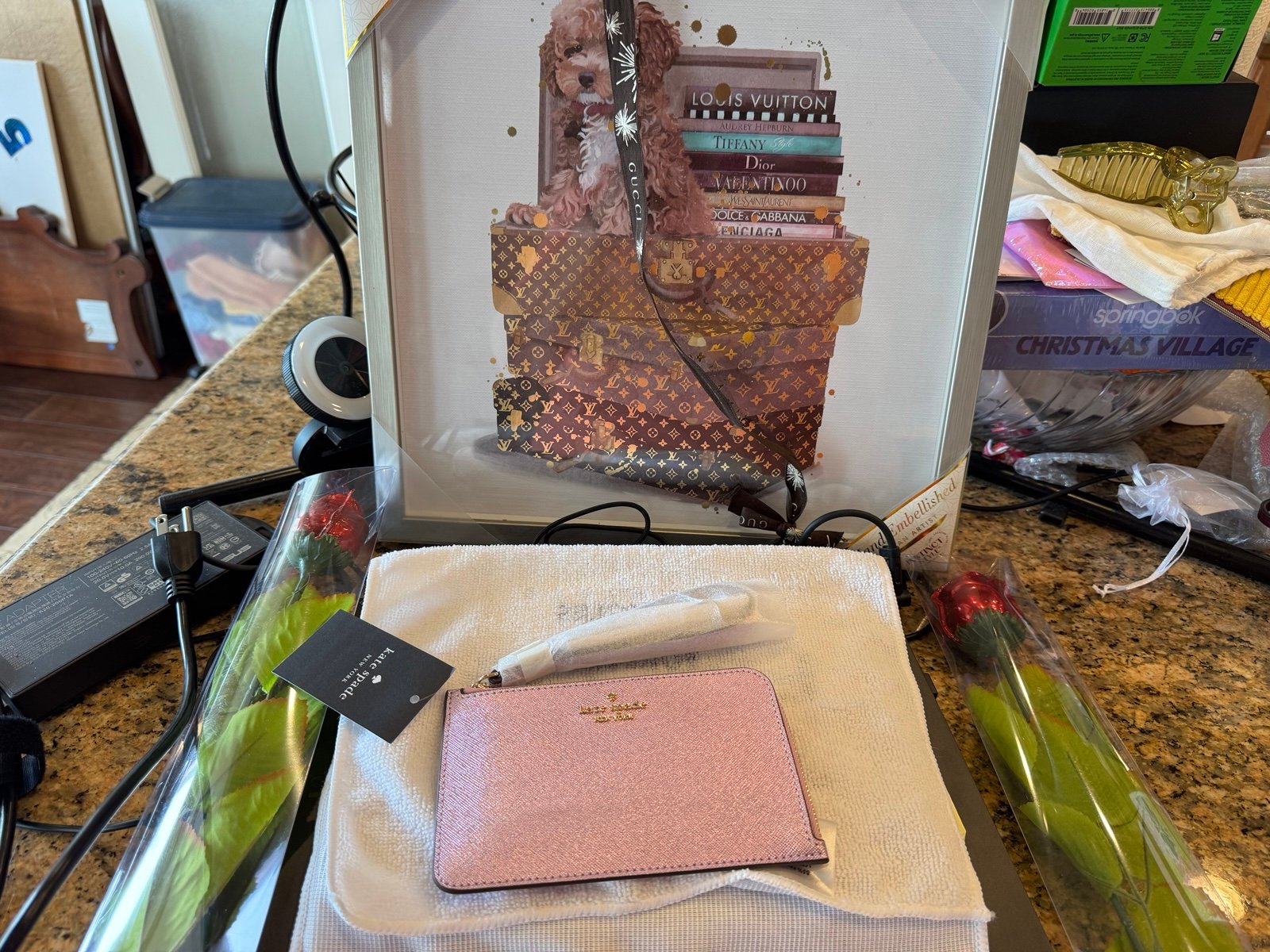 Kate Spade Leather Lucy Zip Wristlet Wallet Pink Metallic