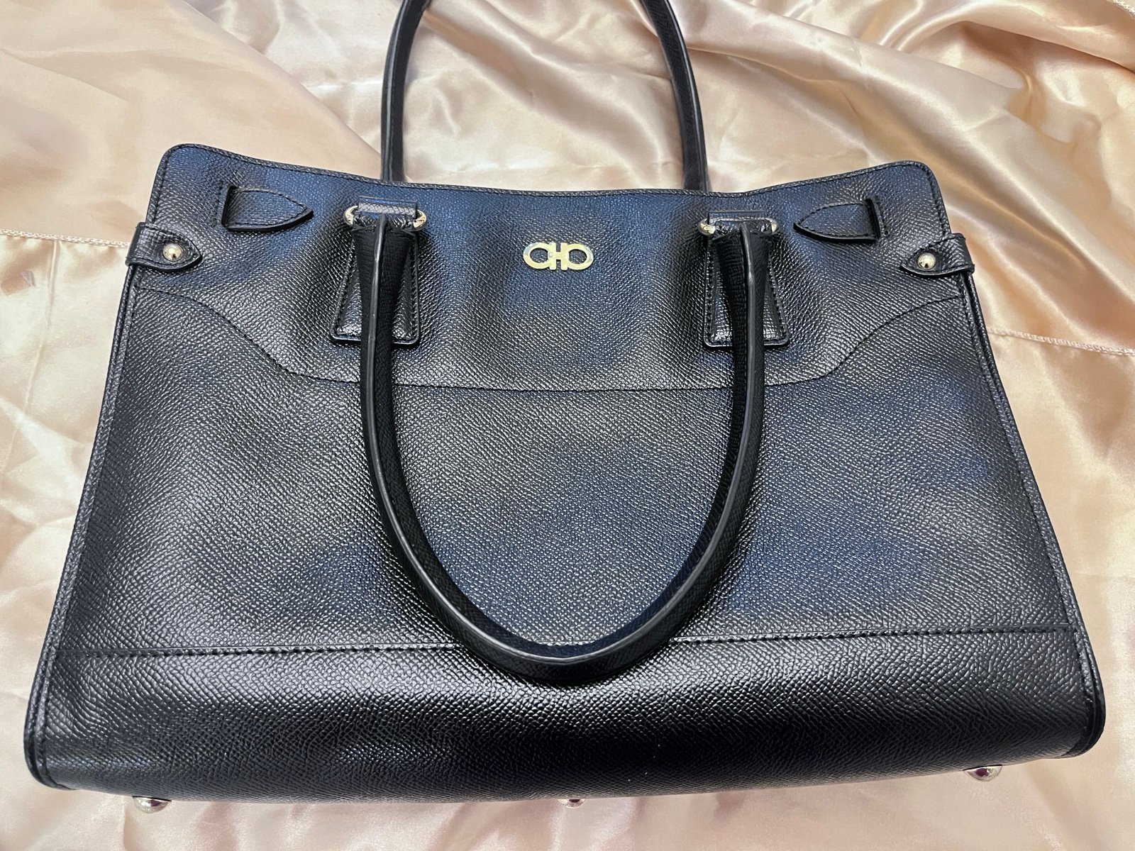 Salvatore Ferragamo black leather satchel