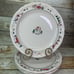 Pfaltzgraff SNOW VILLAGE Snowman Farm Green Ring Stoneware Dinner Plates Set 4