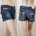 Rare Y2K Vintage True Religion Joey Rainbow Stitch Denim Shorts SZ 26