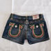 Rare Y2K Vintage True Religion Joey Rainbow Stitch Denim Shorts SZ 26