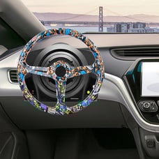 NEW JDM UNIVERSAL 350MM STICKERBOMB Acrylic Deep Dish 6 Holes Steering Wheel