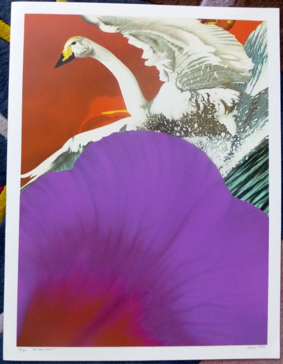 Michael Jay Knigin In Real Form Swan & flower Hand signed Serigraph US Artist
