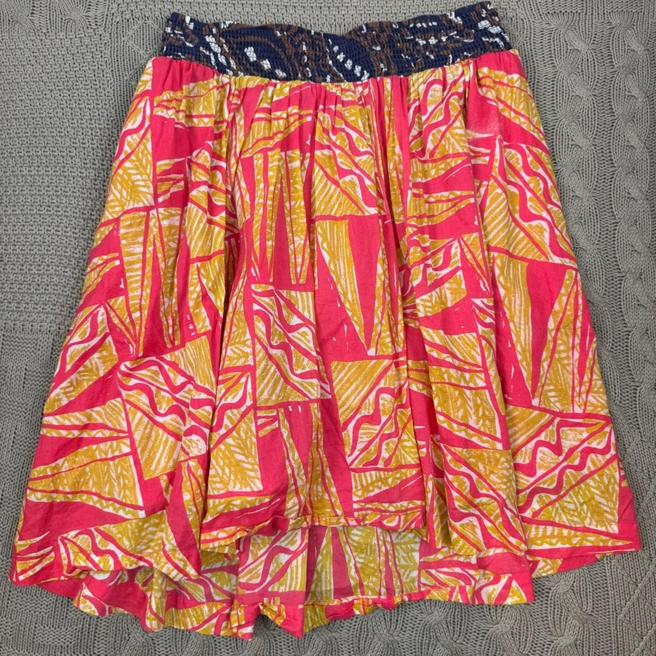 Anthro Vanessa Virginia Vibrant Pink and Yellow Women's Skirt ~ 4