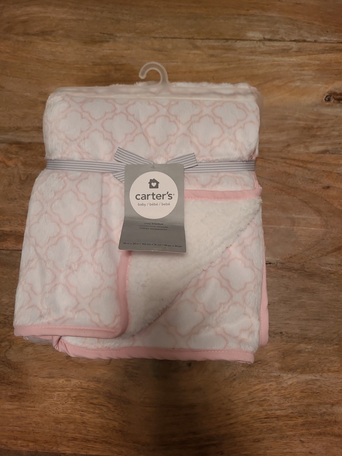 Nwt carters minky sherpa girls baby blanket pink white