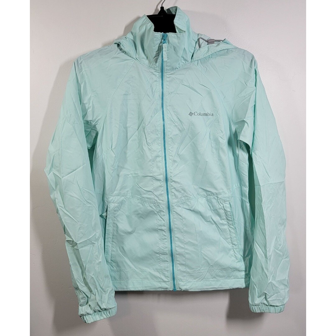 Columbia Hooded Windbreaker Full-zip Jacket Women's XS Blue Lightweight