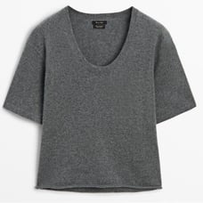 NWT Massimo Dutti Women's 100% Cashmere Scoop Neck Sweater Gray Marl Size Small