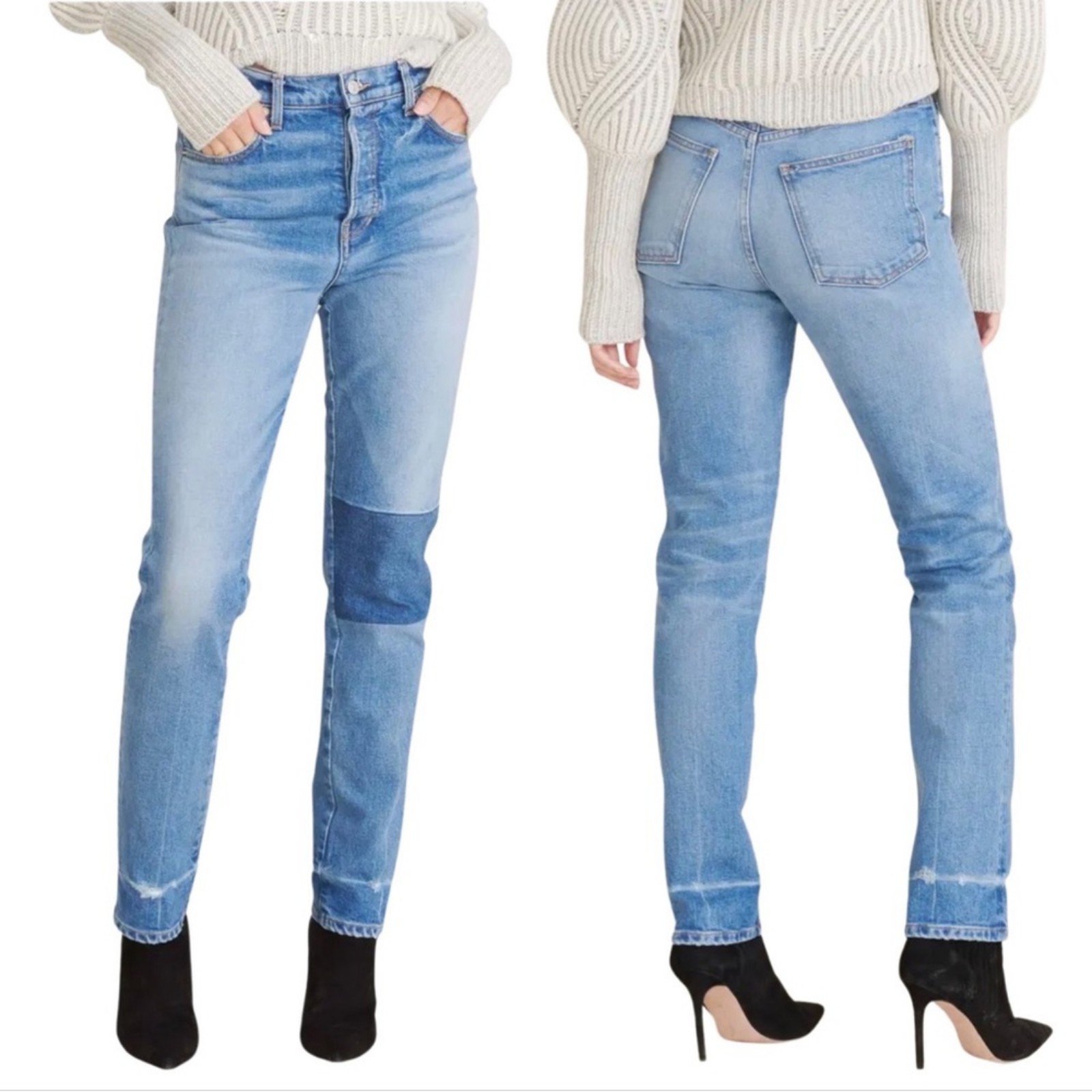 New! Veronica Beard Ryleigh Slim Straight High Rise Stretch Distressed Jean 328