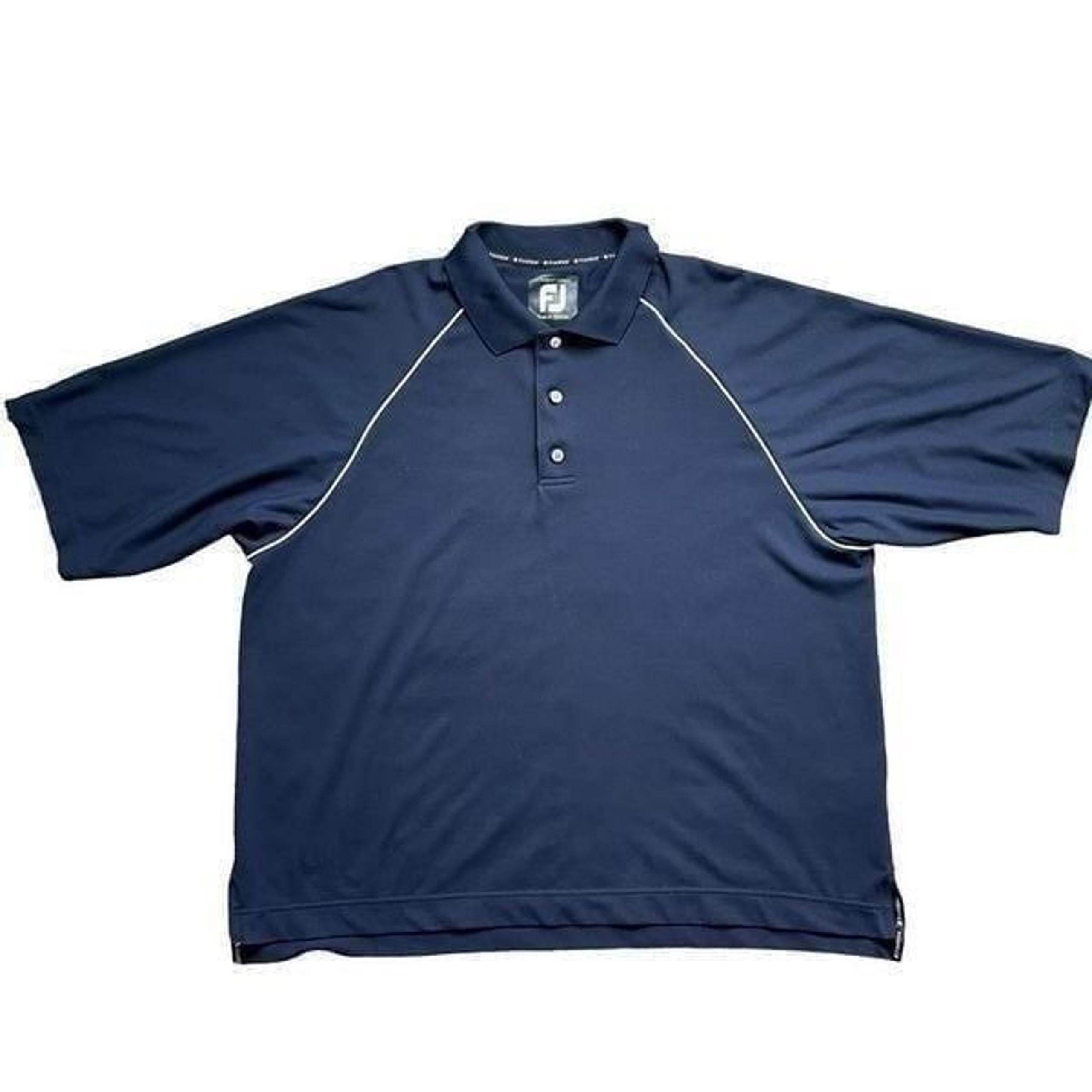 Foot Joy Men’s Golf Shirt Polo XL Navy Blue White Accent