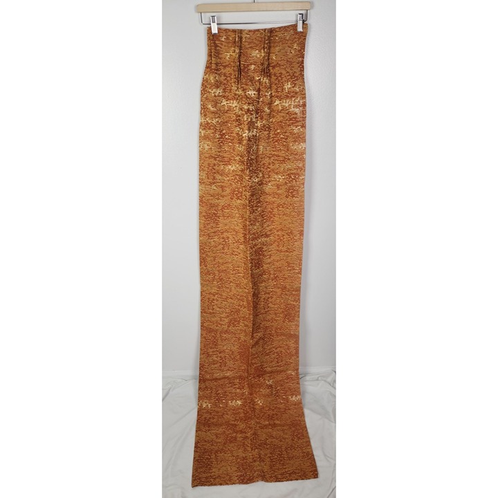 Vtg. 70's Orange Print Thick Lined Pinch Pleat Curtains 25 x78 Set