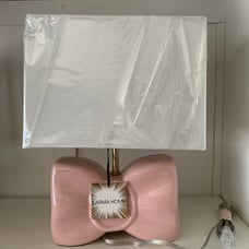 Luster Pink/White Bow Ceramic Table Lamp