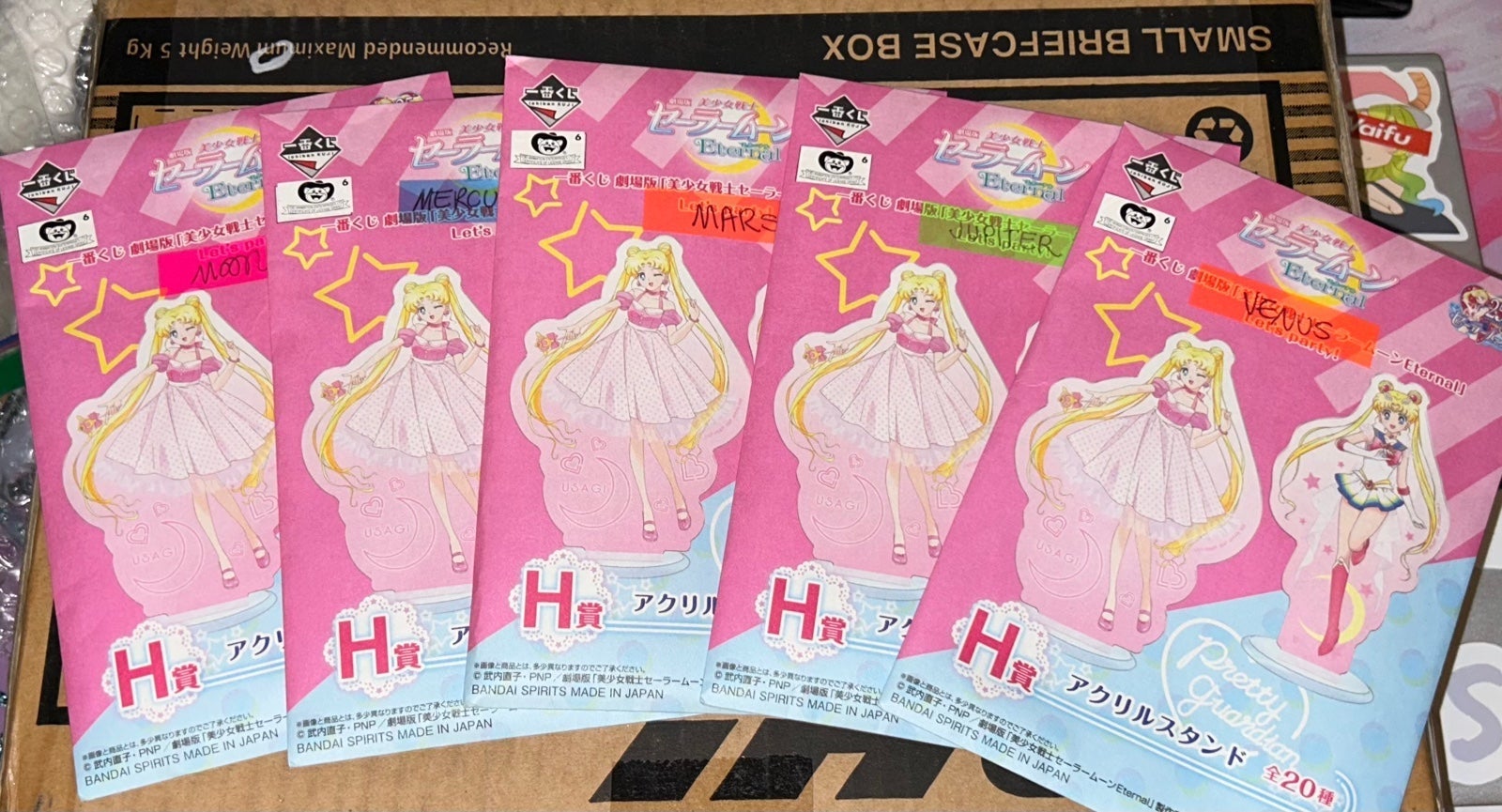 Sailor Moon, Mercury, Mars, Jupiter, and Venus acrylic stands