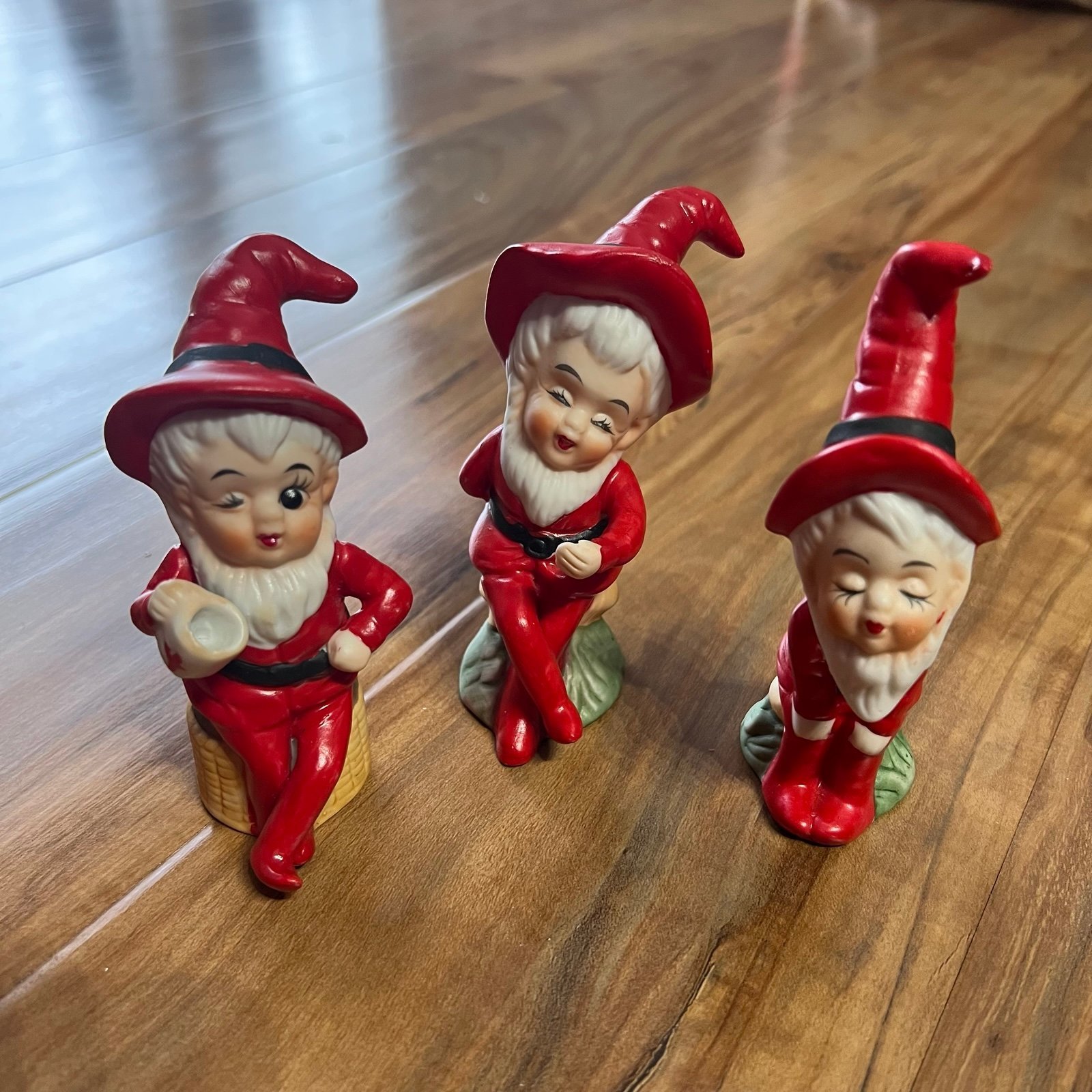 Elves Moonshiners Figurines 3 PC MCM Taiwan Elf Gnome Sprite Vintage Oddity