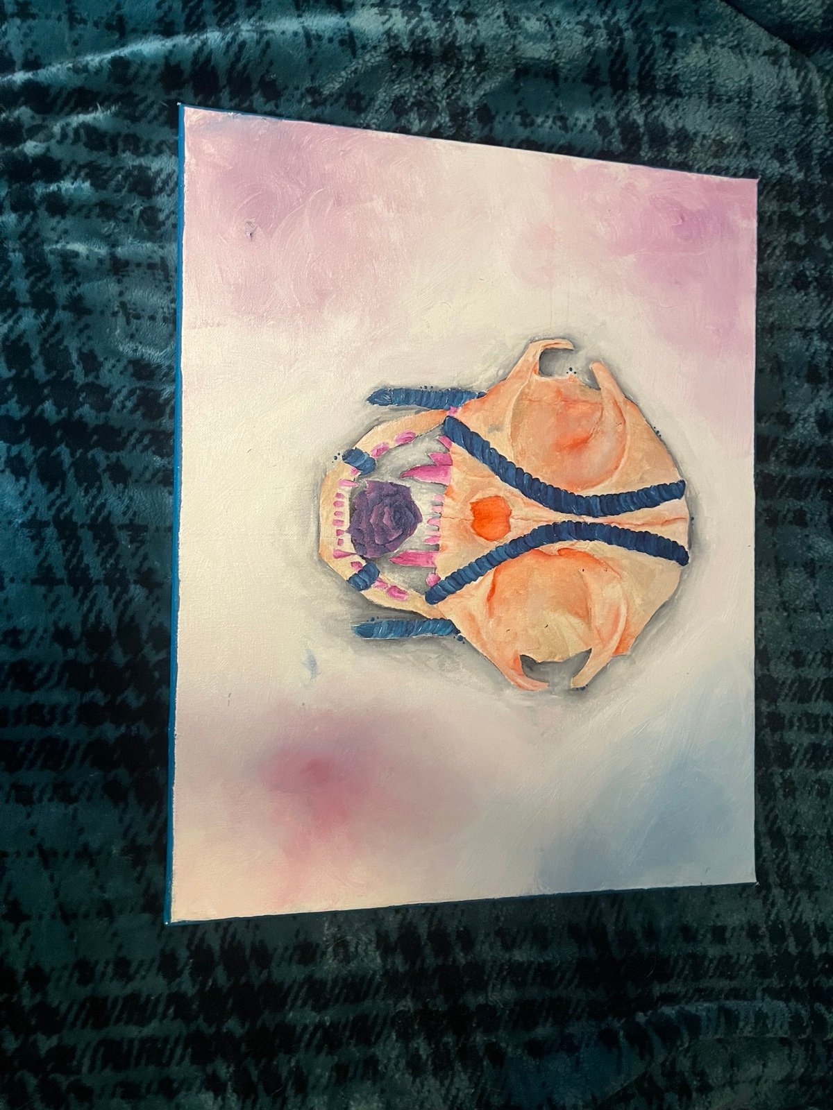 Cat skull with rope painting