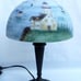 Vintage Table Lamp With Reverse-Painted Nautical Scene Shade