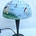 Vintage Table Lamp With Reverse-Painted Nautical Scene Shade