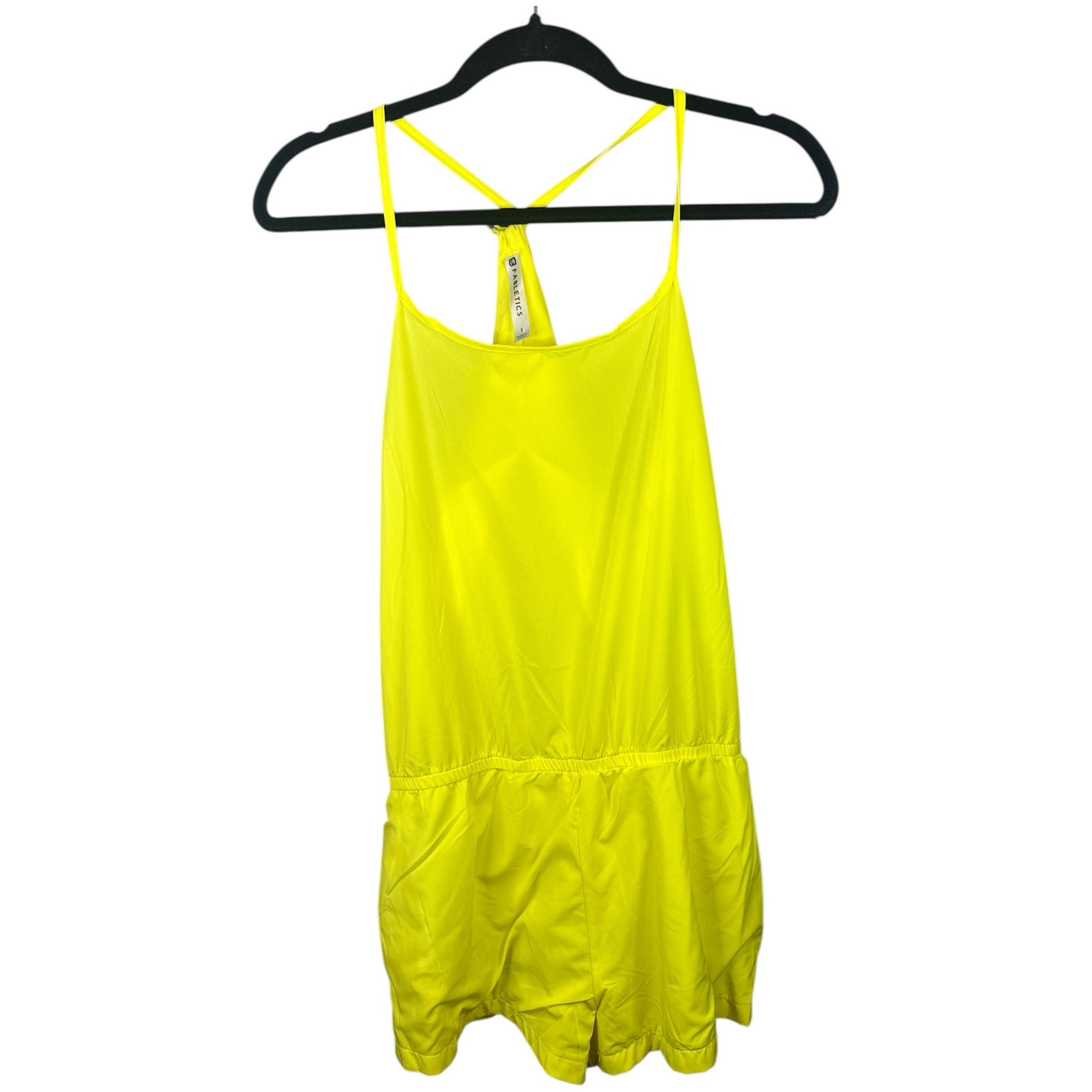 Fabletics Neon Yellow 'Neema' Sleeveless Romper Shorts One Piece Size Small