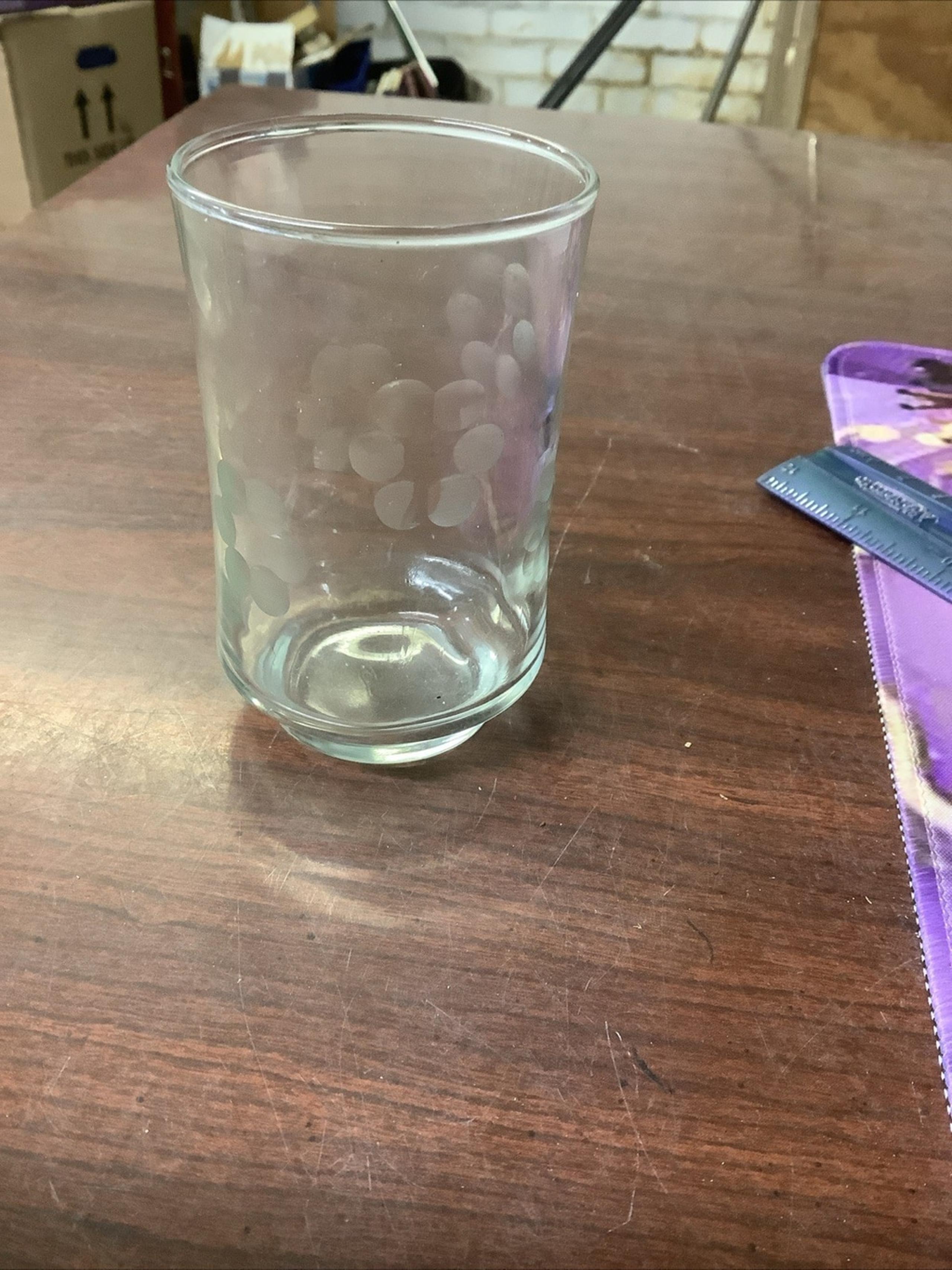Vtg Libbey Clear Glass Tumbler Juice Floral Dot Drinking Glasse