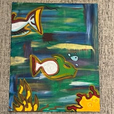Fish painting on canvas no frame 16x20”