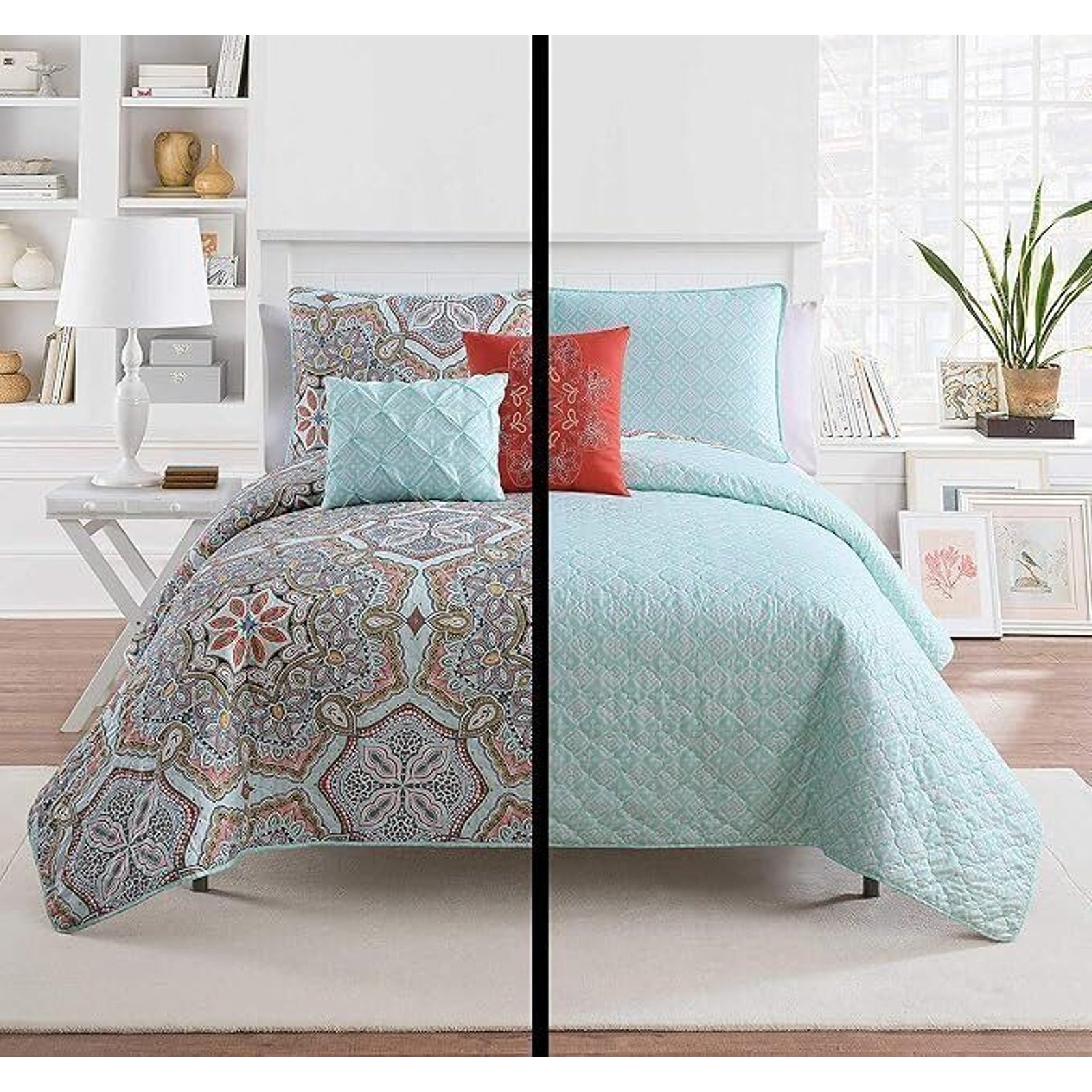 VCNY Home Yara Medallion Reversible 3PC. King Quilt and 2 Pillow Shams, Multi