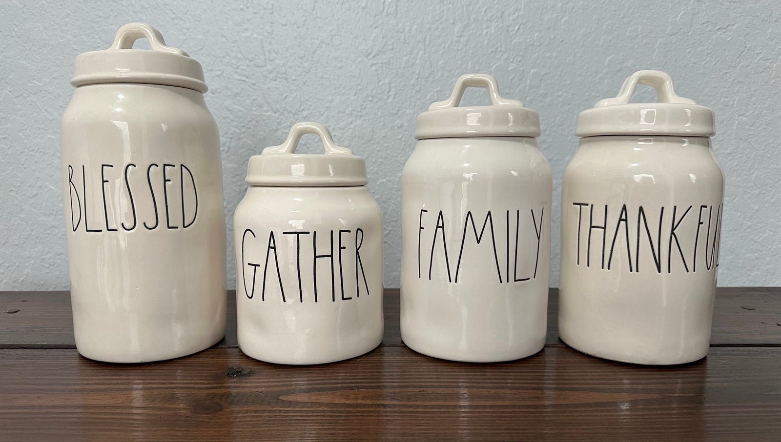 Rae Dunn Canister set Blessed,Gather, Thankful, family VHTF