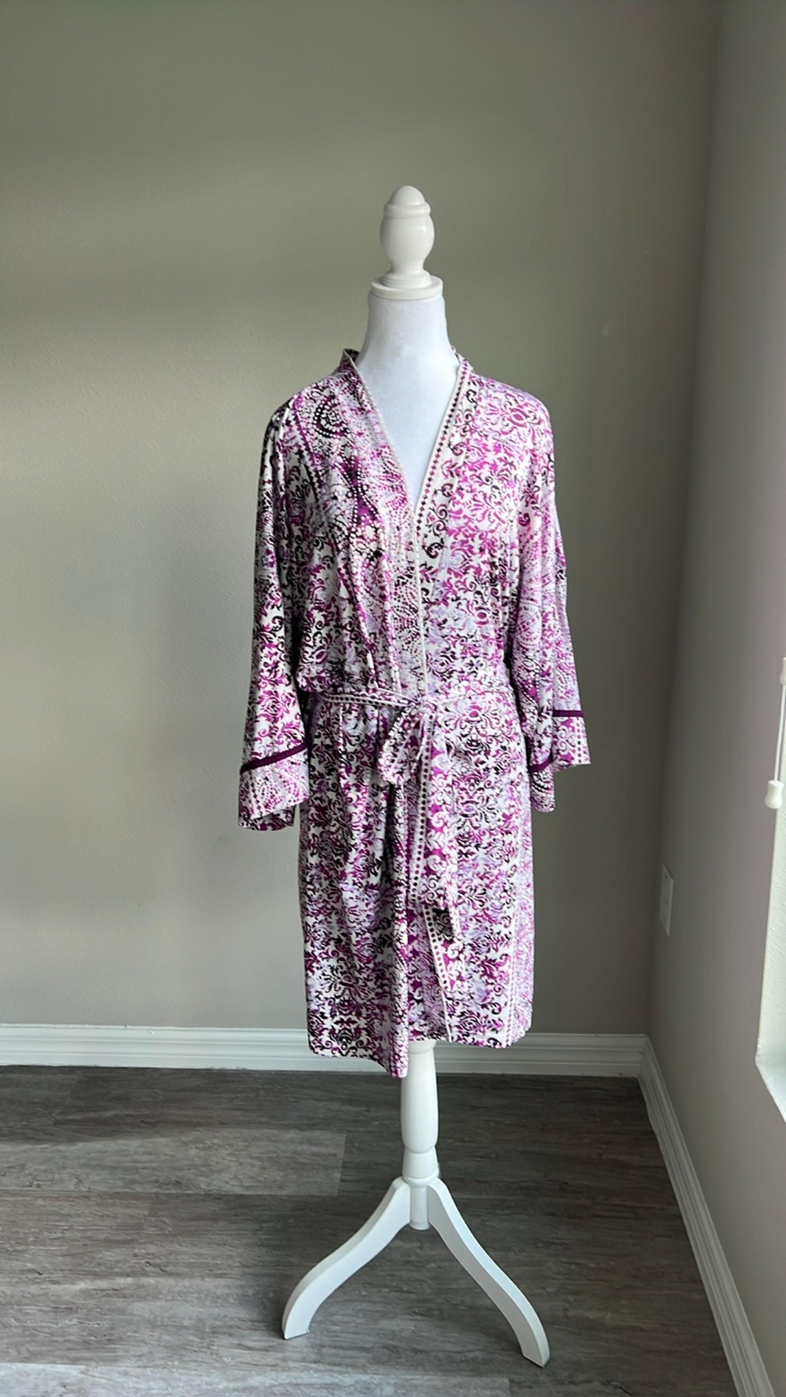 women’s white&purple short sleeve robe - Linea Donatella
