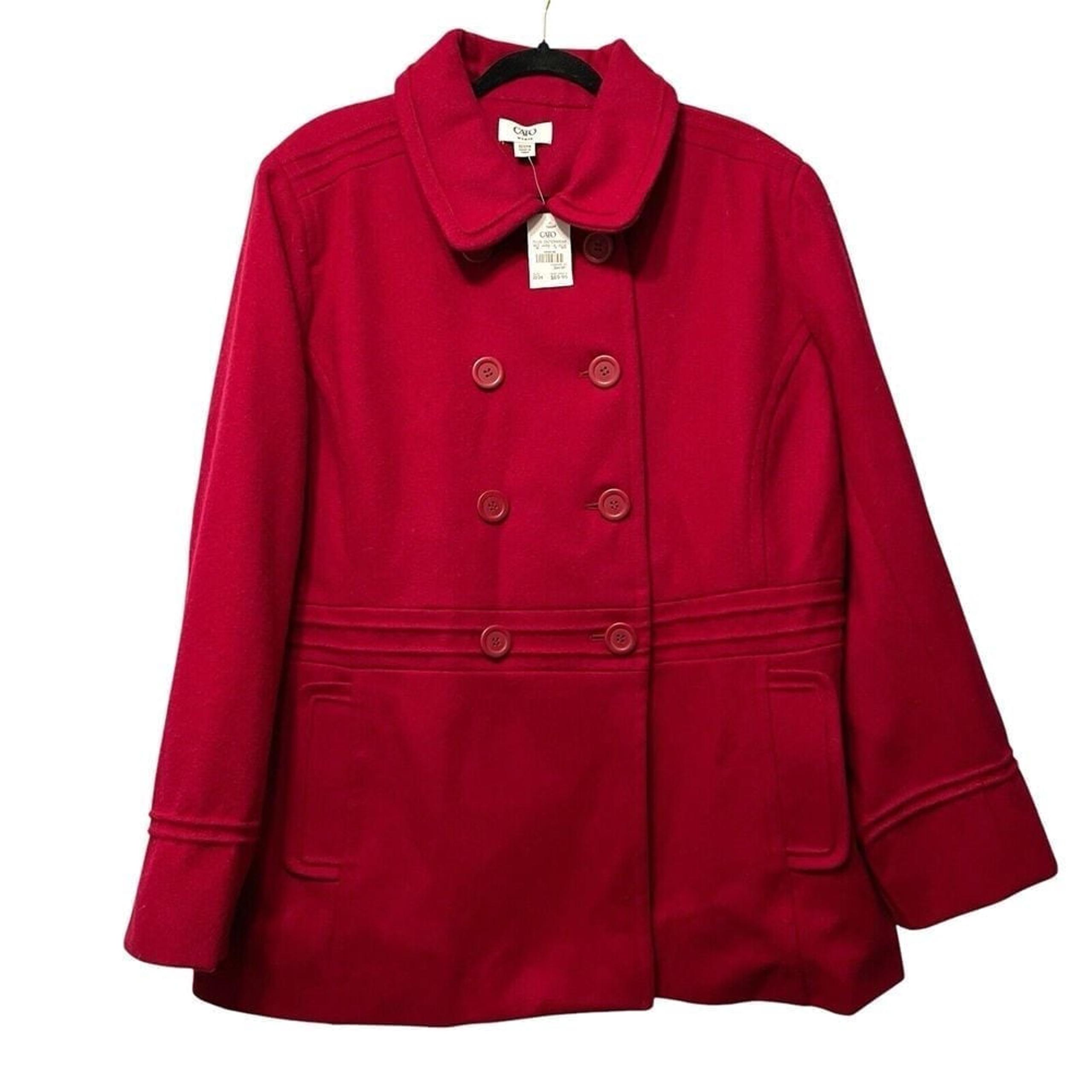 Wool Blend Winter Jacket Coat Red Size 22/24 Long Sleeve Double button - Cato