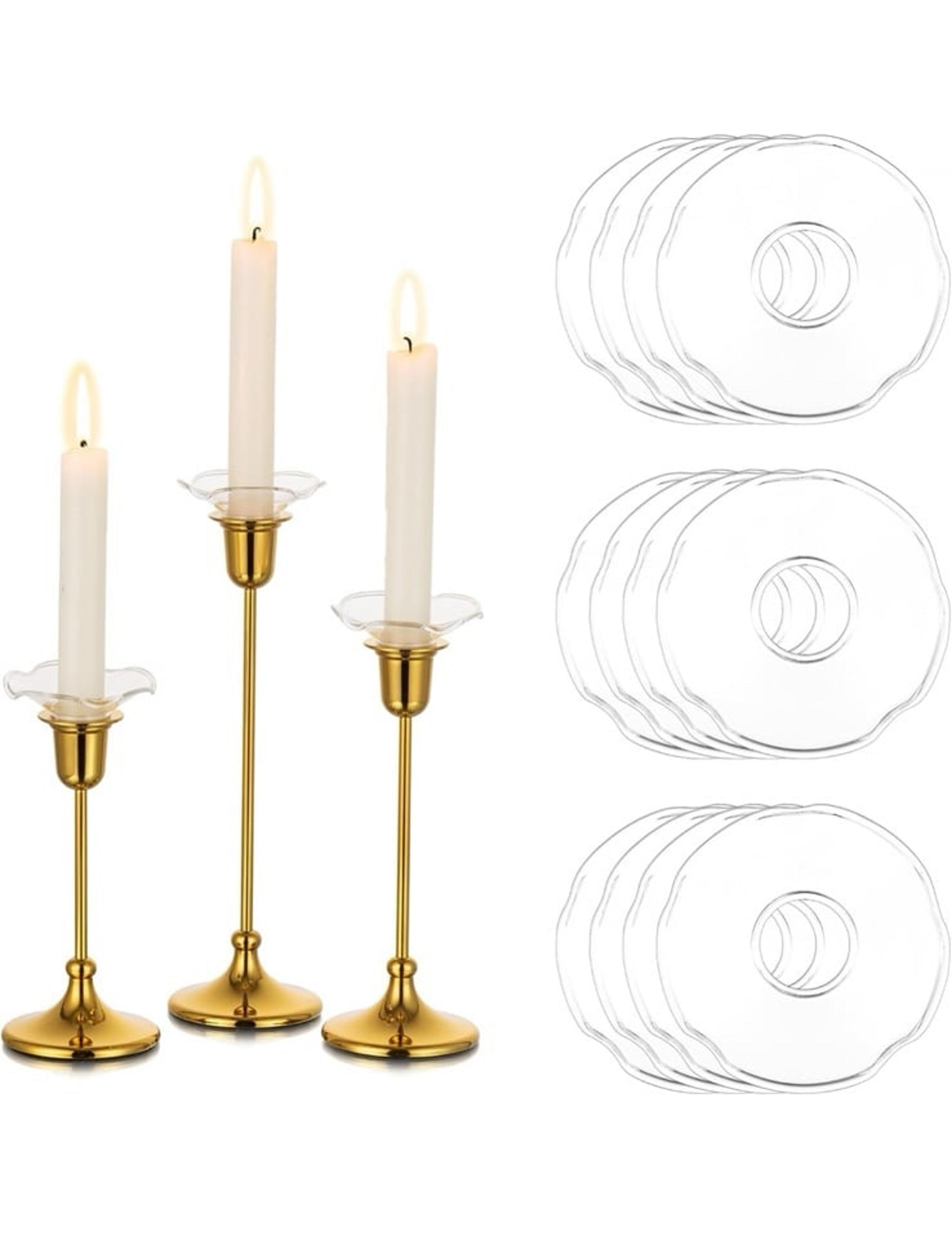 Glasseam Glass Candlestick Bobeches for Candles, Set of 12 Clear Candles Drip Pr