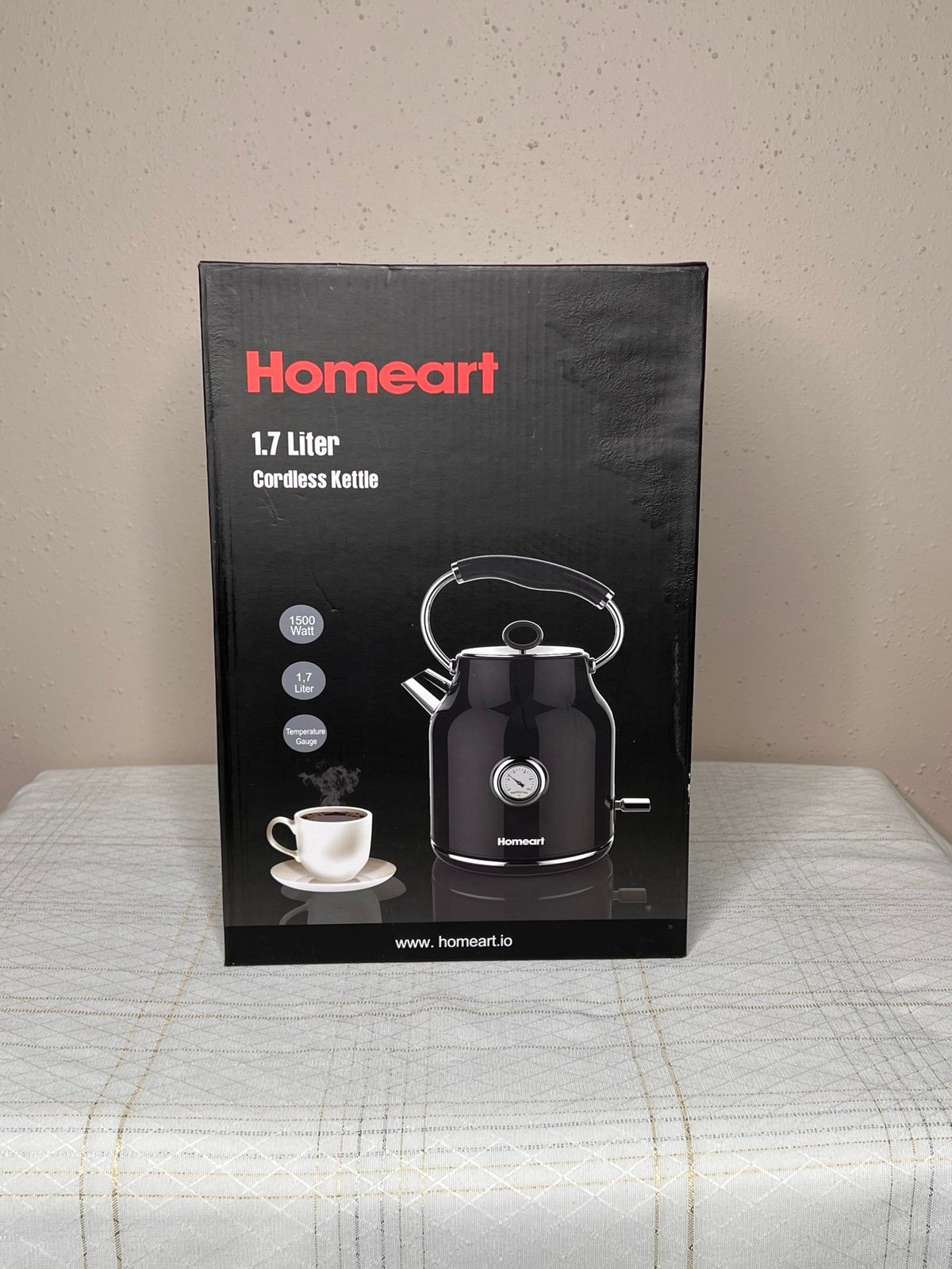 Homeart Chelsea Electric Kettle - Auto Shut-off - 1.7L Capacity, 1500 Watts Blk