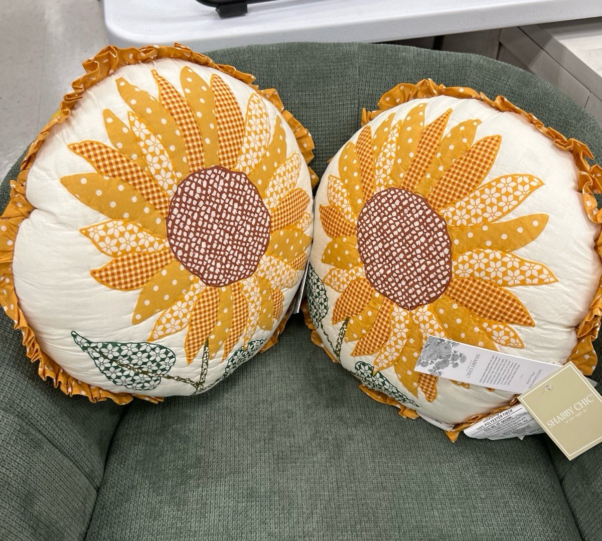 2 shabby chic sunflower pillows !