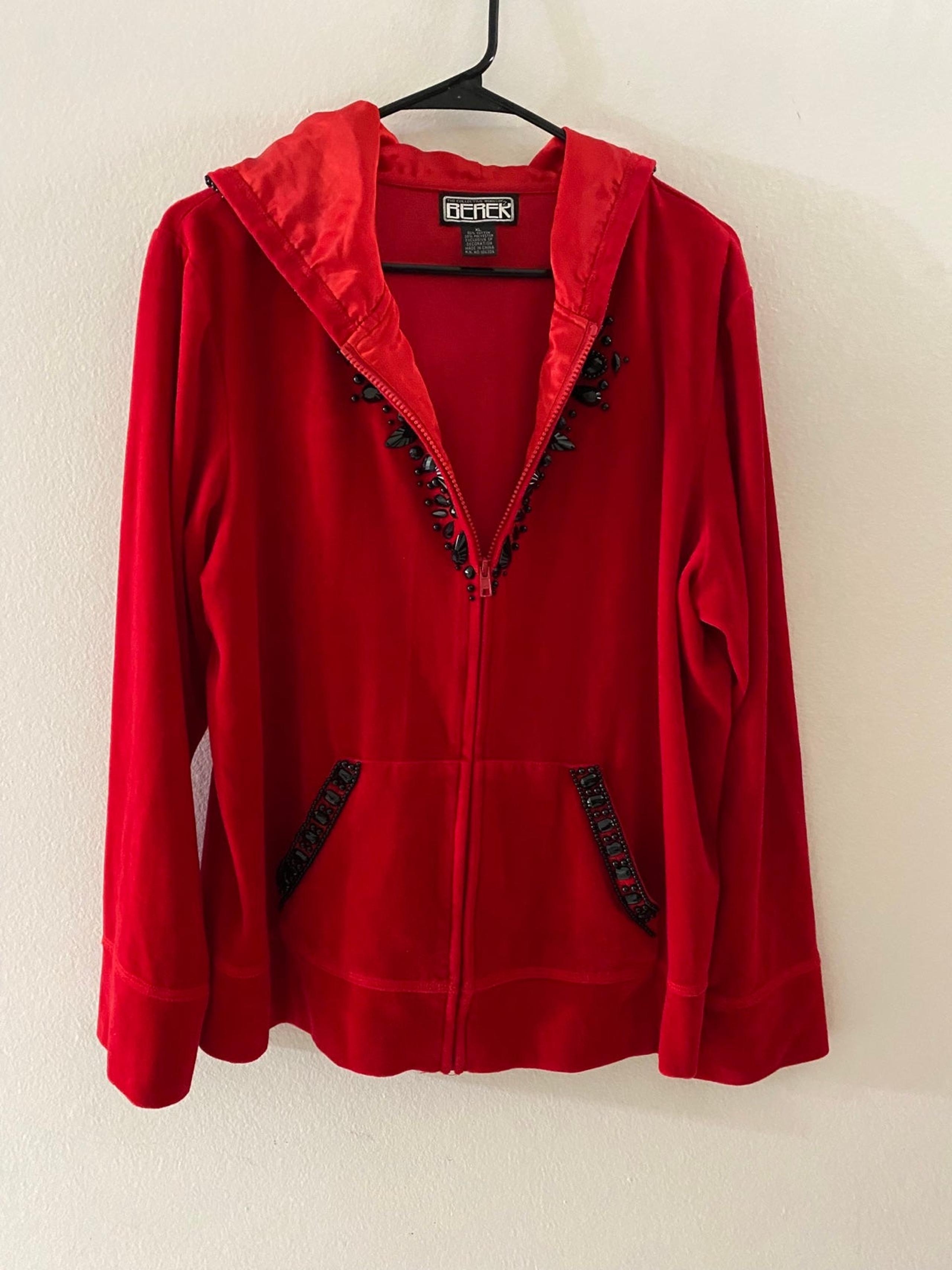 Vintage Berek Velour Beaded Hooded Zip Jacket