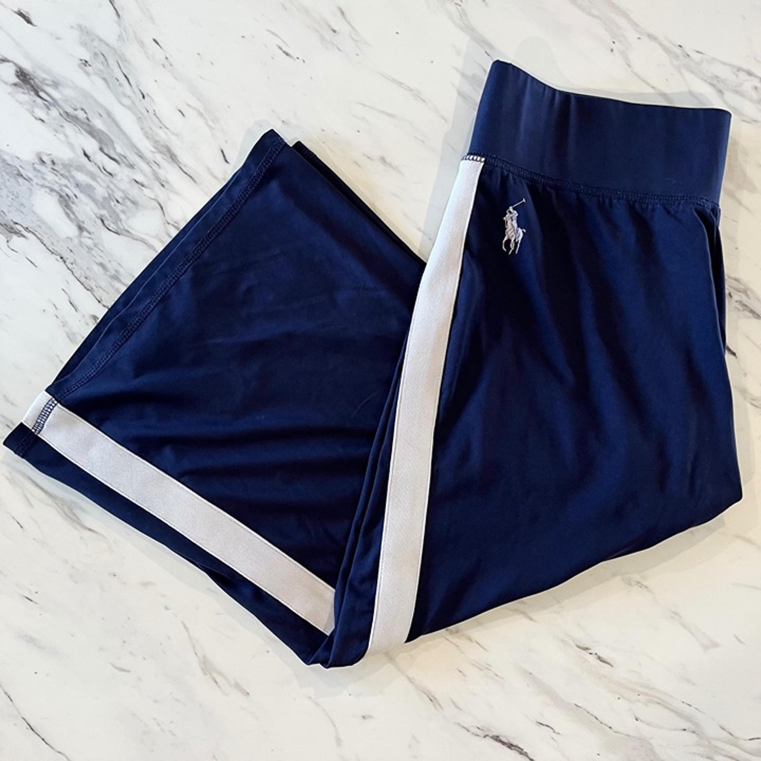 Ralph Lauren Women's Large 12/14 Capri Pants Navy White Wide Leg Active Athletic