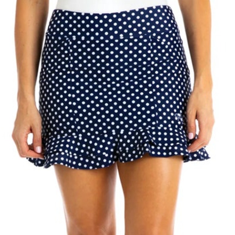 NWOT 140 Tzu Tzu Blue White Polka Dot Pull On Sports Skort Size Large